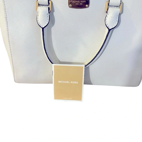 Michael Kors White Kellen Ladies Large Leather Satchel Handbag Purse. - Picture 10 of 12